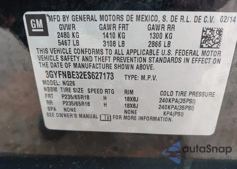 2014 Cadillac Srx Luxury Collection from USA, damaged, VIN 3GYFNBE32ES627173